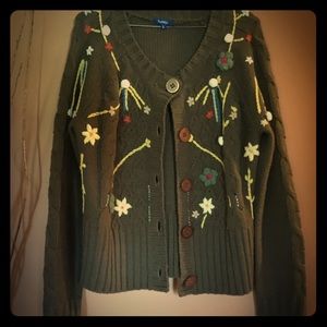 Button-Up Sweater Brown Ladies Lg